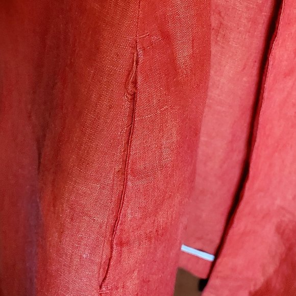 Coldwater Creek Scarlet Red Linen 3/4 Length Jacket - 16 - Picture 5 of 7